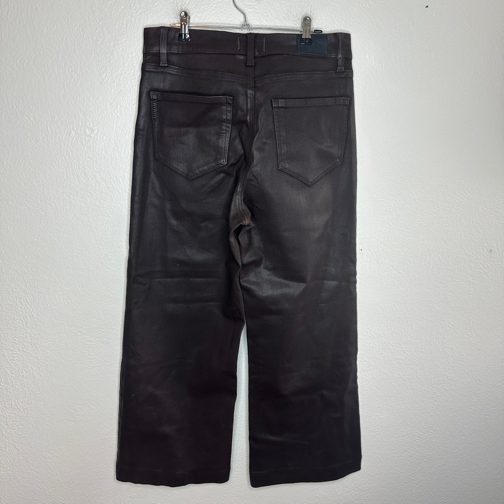 PAIGE Anessa Coated Wide Leg Ankle Jeans Chicory Coffee Brown High Rise Size 30 - Picture 4 of 9
